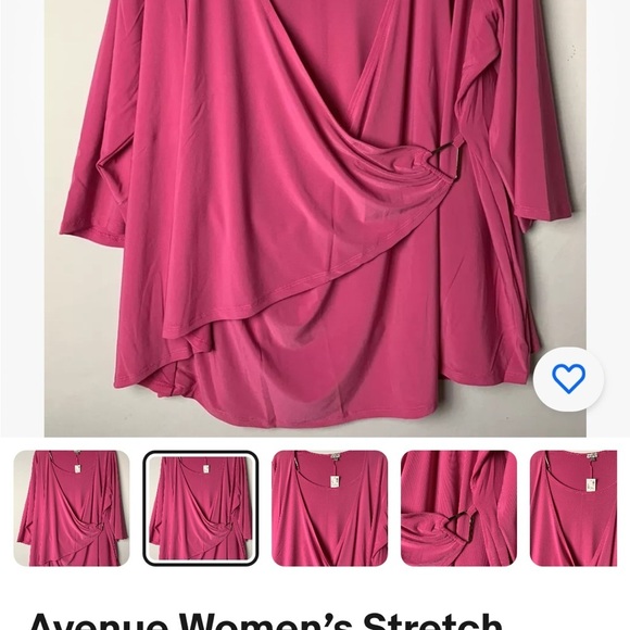 Avenue Women’s Stretch Asymmetrical Top Blouse 3/4 Sleeves Size 26/28 - Picture 7 of 11